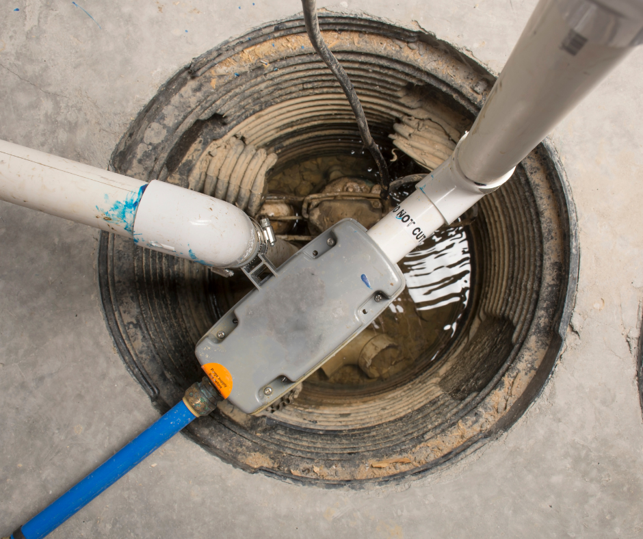 Sump pump in basement filled with water